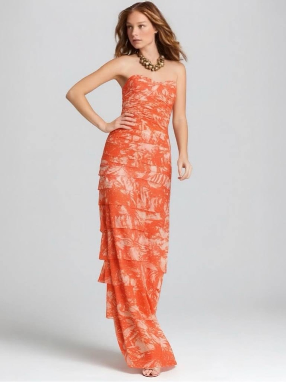 NWT BCBGMaxAzria Erika Coral Reef Strapless Dress 10